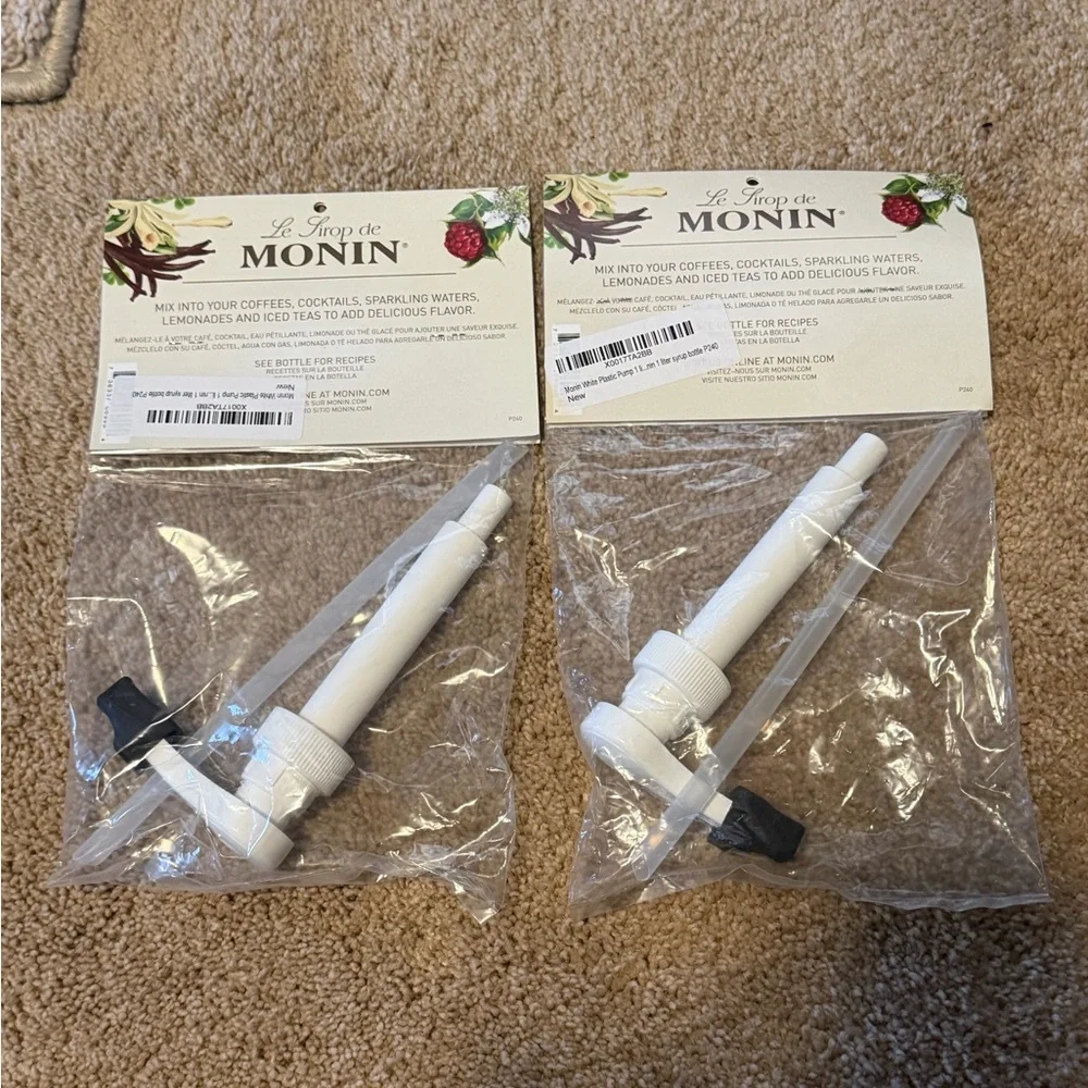 Monin Syrup Pumps for 1 Liter Bottles Set of 2 New Coffee Drink Dispensers